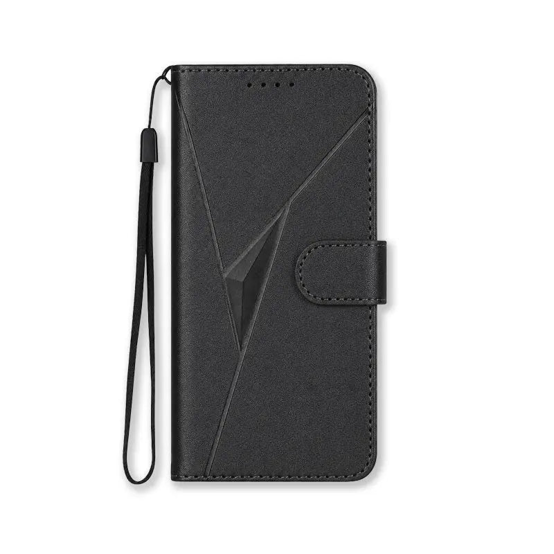 Leather iPhone Cases With Flip Wallet and Strap Black-BC25090 Burycase
