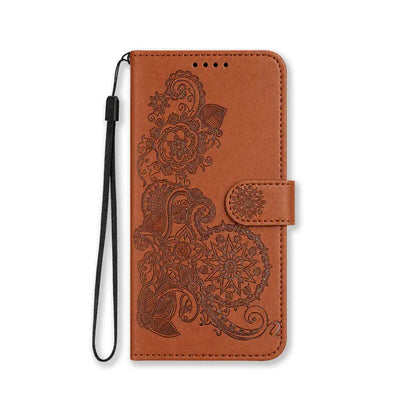 Leather iPhone Cases With Flip Wallet and Strap Brown -BC25072 Burycase