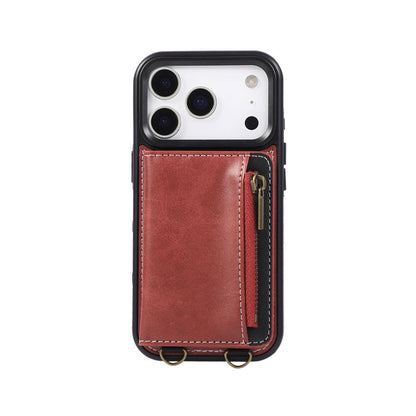 Leather iPhone Cases With Card Holder And  Wrist Strap Green-BC25040