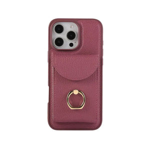 Leather iPhone Cases With Card Holder And Strap（With Stand） White-BC25031 Burycase