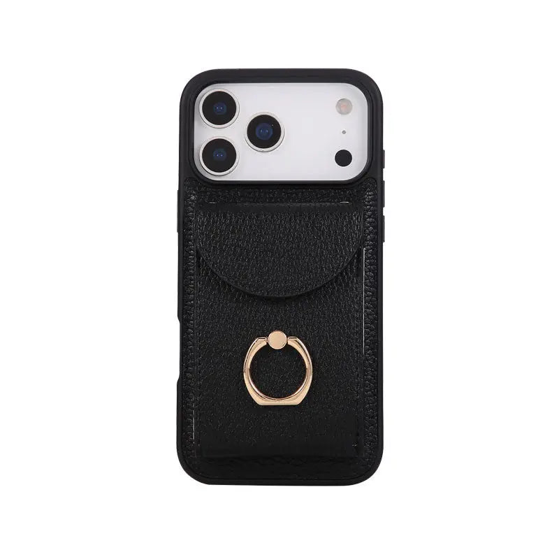 Leather iPhone Cases With Card Holder And Strap（With Stand）Brown-BC25030 Burycase