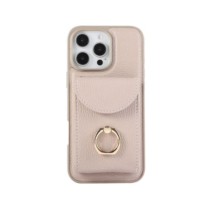 Leather iPhone Cases With Card Holder And Strap（With Stand） White-BC25031