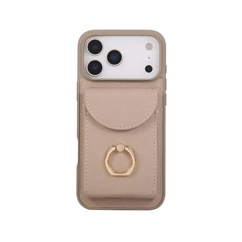 Leather iPhone Cases With Card Holder And Strap（With Stand）Brown-BC25030 Burycase