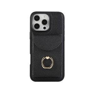 Leather iPhone Cases With Card Holder And Strap（With Stand） White-BC25031 Burycase