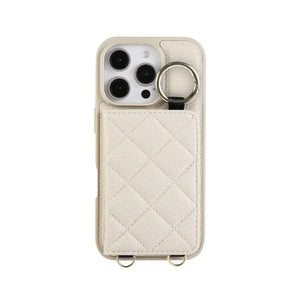 Leather iPhone Cases With Card Holder & Mirror And Strap Black-BC25033 Burycase