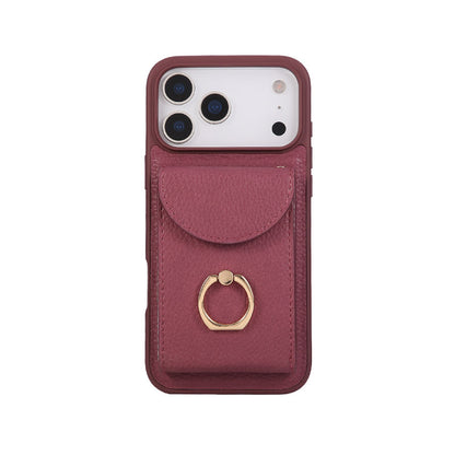 Leather iPhone Cases With Card Holder And Strap（With Stand）Brown-BC25030