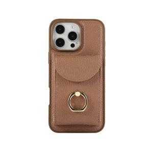 Leather iPhone Cases With Card Holder And Strap（With Stand） White-BC25031 Burycase