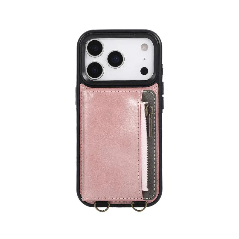 Leather iPhone Cases With Card Holder And  Wrist Strap Green-BC25040 Burycase