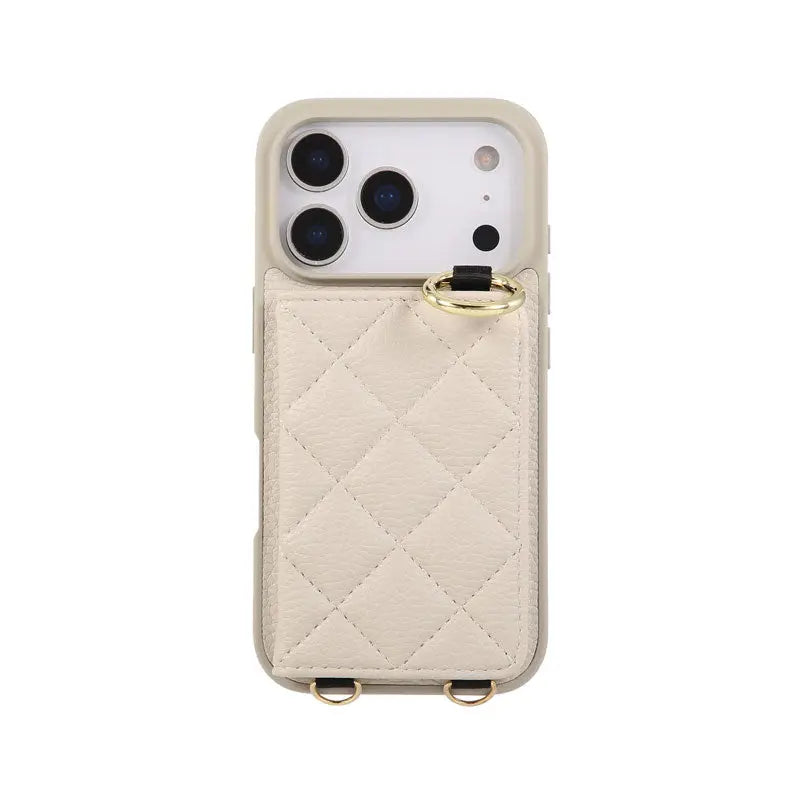 Leather iPhone Cases With Card Holder & Mirror And Strap Brown-BC25032 Burycase