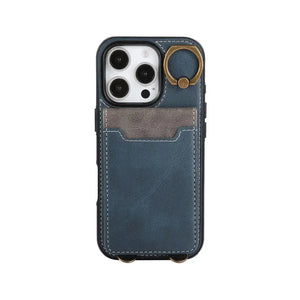 Leather iPhone Cases With Card Holder And  Wrist Strap Brown-BC25042 Burycase
