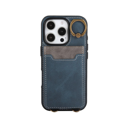 Leather iPhone Cases With Card Holder And  Wrist Strap Brown-BC25042